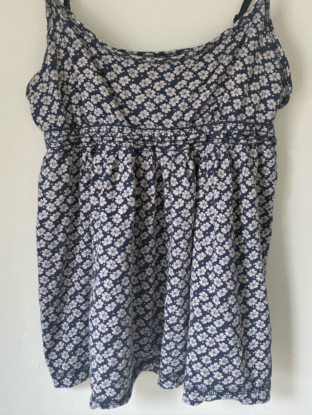 Aerie Y2K Floral Navy & White Baby Doll Tank Top - Picture 2 of 4